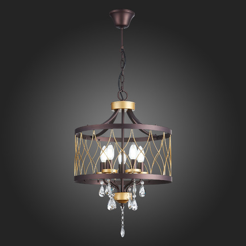 SL789.423.05 Люстра подвесная ST-Luce Темный кофе, Золото/Темный кофе, Золото, Прозрачный E14 5*60W GRASSО
