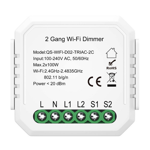 ST9000.500.02C WI-FI реле 2 канала, 2x150W,IP20, L46xW46xH18,230V, Белый AROUND