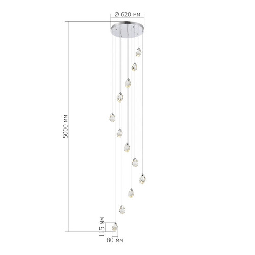 SL6114.103.12 Светильник подвесной ST-Luce Хром/Прозрачный LED 12*3W 3000K CASCATO