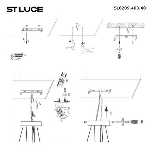 SL6209.403.40 Светильник подвесной ST-Luce Черный/Черный, Белый LED 1*40W 3000K ORIONE