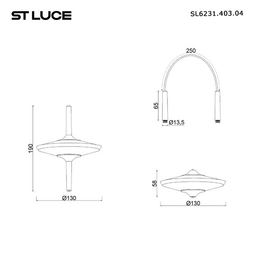 SL6231.403.04 Светильник подвесной ST-Luce Черный/Прозрачный LED 4*5W 4000K ZENITH