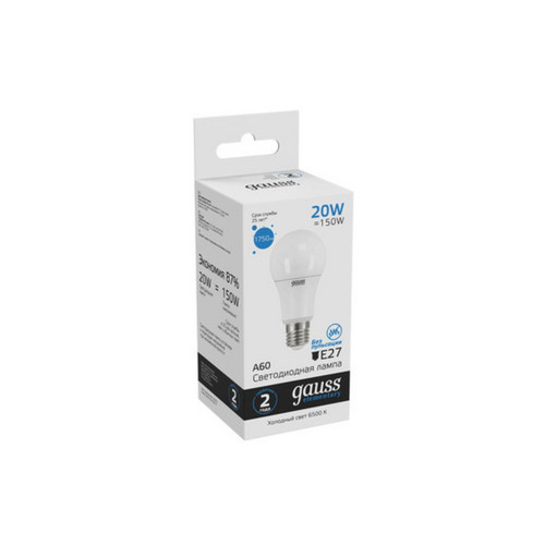 23239 Лампа Gauss LED Elementary A60 20W E27 1750lm 6500K 1/10/40