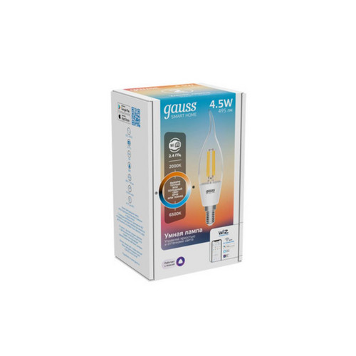 1280112 Лампа светодиодная филаментная Gauss Smart Home DIM+CCT E14 CF35 4,5 Вт 2000-6500 К 1/10/40