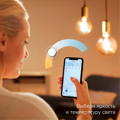 1340112 Gauss Лампа светодиодная филаментная Gauss Smart Home DIM+CCT E27 G95 Golden 6,5 Вт 2000-5500 К 1/40