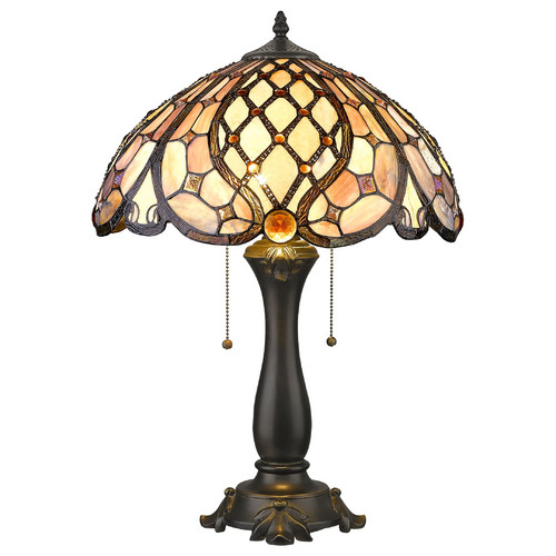 865-804-02 VELANTE Стиль Tiffany светильник настольный, E27, 2x60W