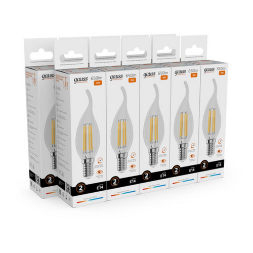 42110 Лампа Gauss Filament Elementary Свеча на ветру 10W 650lm 2700К Е14 LED 1/10/100