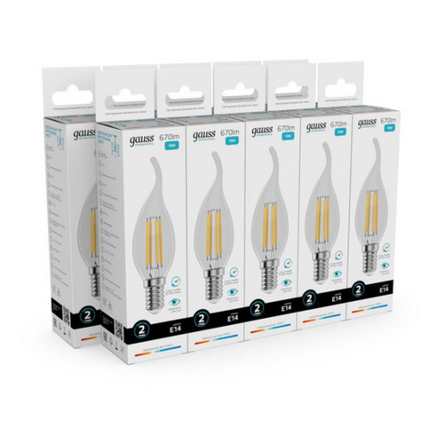 42120 Лампа Gauss Filament Elementary Свеча на ветру 10W 670lm 4100К Е14 LED 1/10/100