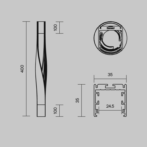 Профиль Led Strip ALM-3535R-B-TL-90°-0.4M