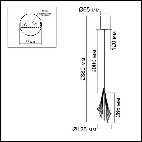5442/6LA L-VISION ODL_EX26 черный/бел.матовый/металл/стекло/акрил Подвес LED 6W 3000K 633Лм AFALINA