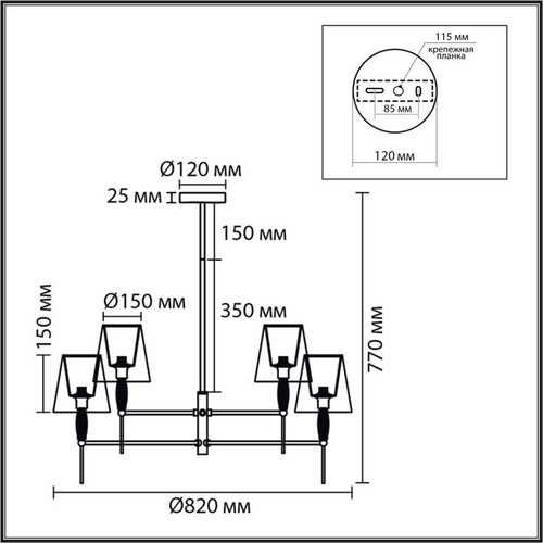 8279/8 CLASSI хром/серый, металл/керамика/текстиль Люстра Е14 8*40W 220V KARMEN