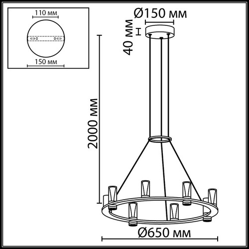 7143/55L HIGHTECH ODL26 Подвесной светильник  черный gun powder/акрилл/металл IP20 LED 45W 4260Лм 3000K 180° 220V DEFANCE