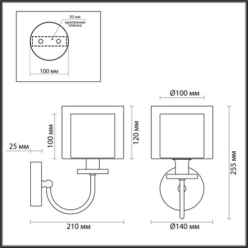 5088/1W CLASSIC ODL25 655 античная бронза/стекло Бра E14 1*40W SAGA