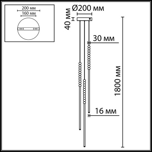7149/33L HIGHTECH ODL26 Подвесной светильник  черный/акрилл/металл IP20 LED 32W 2200Лм 3500K 300° 220V MONELLA