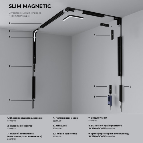 Коннектор угловой внутренний для встраиваемого шинопровода Slim Magnetic 85093/00
