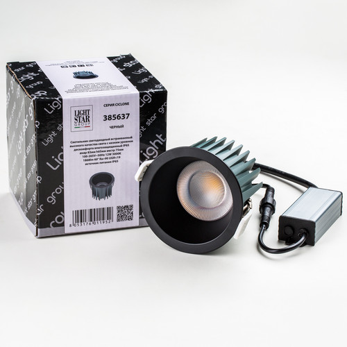 385637 Светильник CICLONE CYL 12W LED 923LM 60G ЧЕРНЫЙ 3000K IP44