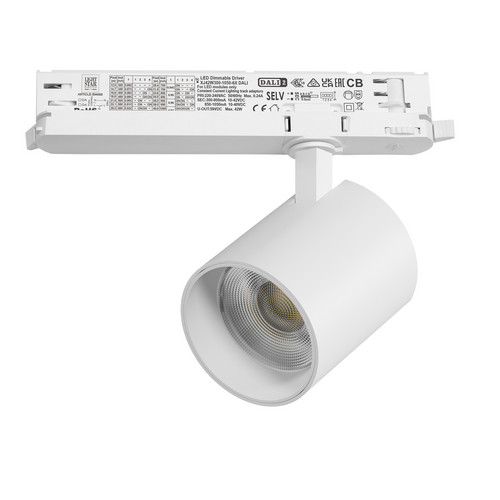 A5446DALI Светильник ALTA BASE для трековой системы Quattro с управлением DALI LED 35W 3176LM 24G БЕЛЫЙ 4000K с адаптером (215446 + 594066)