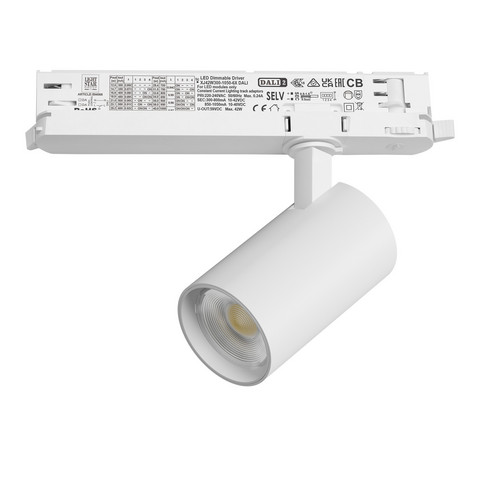 A5146DALI Светильник ALTA BASE для трековой системы Quattro с управлением DALI LED 15W 1880LM 24G БЕЛЫЙ 4000K с адаптером (215146 + 594066)