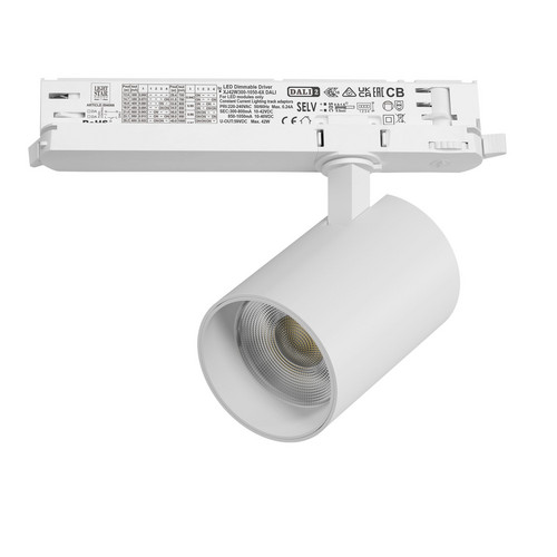 A5336DALI Светильник ALTA BASE для трековой системы Quattro с управлением DALI LED 30W 3525LM 24G БЕЛЫЙ 3000K с адаптером (215336 + 594066)