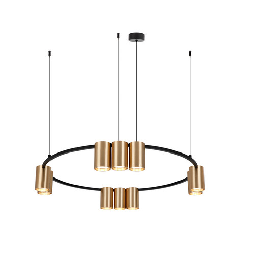 DK4065-BK+SG Подвесной светильник ORBIT , IP20, 10xGU10 LED до 15 Вт, черный + сатинированное золото, алюминий