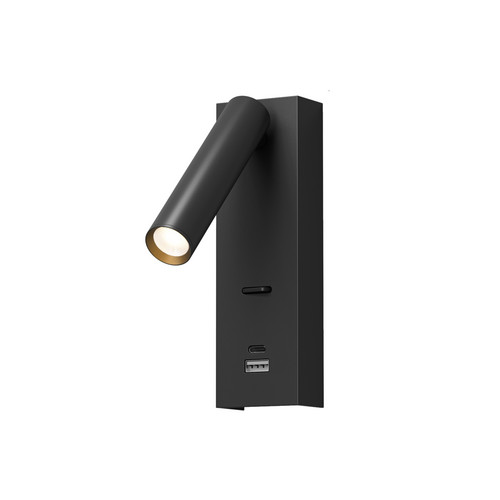 Светильник настенный CHARGELUX, USB-A , 3Вт, 3000К, алюминий, черный