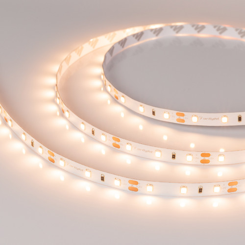 Светодиодная лента RT-A60-8mm 12V Warm3000 (4.8 W/m, IP20, 2835, 5m) (Arlight, Открытый) (024092(2))