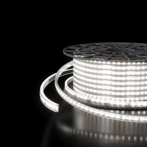 Светодиодная лента 220 В 14,4 вт/м 120 Led/м 2835 IP65, холодный белый 6500K, 50 м Лента светодиодная 220V 14,4W 120Led 2835 IP65 6500 холодный белый, 50 м