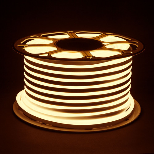 Светодиодный гибкий неон 220 В 9.6 Вт/м 120 Led/м 2835 IP67, односторонний теплый белый 3300 K, 50 м Гибкий неон 220V 9,6W 120Led 2835 IP67 односторонний теплый белый, 50 м